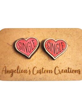 Bold Heart Status Wood Stud Earrings